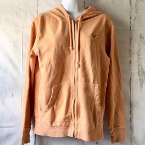 American Eagle Yellow Distressed Beachy Hoodie Sweatshirt